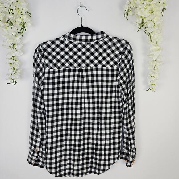 Matilda Jane Joanna Gaines Black White Gingham Check Fall Button Top Medium - Picture 3 of 11